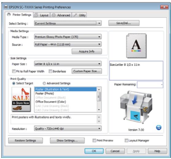 EPSON SC-T3000 - Récapitulatif du pilote d'impression - 1