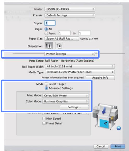EPSON SC-T3000 - Choisissez une option de correction de couleur dans la liste Color Mode (Mode couleur). - 1