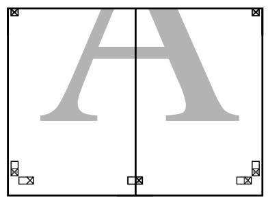 EPSON SC-T3000 - Placez la feuille supérieure au-dessus de la feuille inférieure. Alignez les repères X comme indiqué sur l'illustration ci-dessous, et attachez-les temporairement à l'aide de bande adhésive au dos de la feuille. - 4
