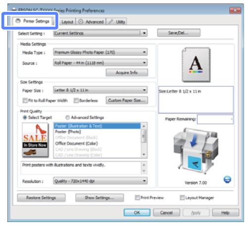 EPSON SC-T7000 - Configuration des paramètres dans Windows - 1