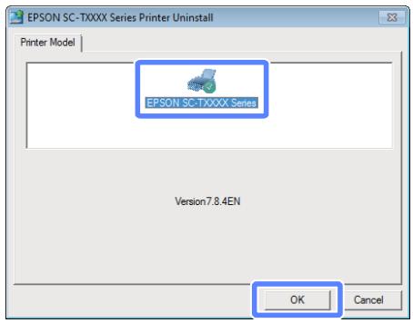 EPSON SC-TXXXX Series Printer Uninstall Printer Model EPSON SC-TXXXX Series Version7.8.4EN OK Cancel