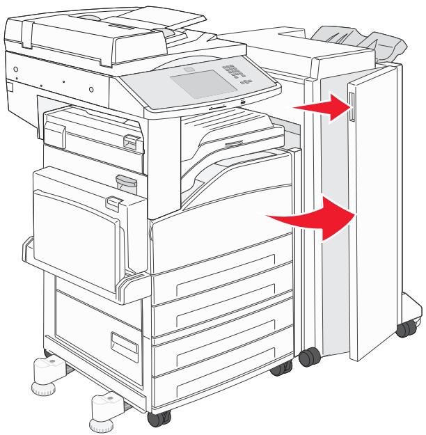 Illustration of a printer with red arrows indicating directional flow or movement, no text or symbols present.