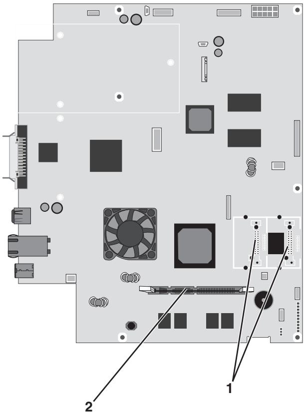 Diagram of a computer motherboard with labeled components and numbered annotations
