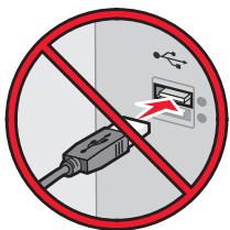 Prohibition sign showing no USB cable and a switch symbol, indicating no USB access or disconnection.