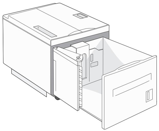 Line drawing of a microwave oven with internal door and vent slots (no text or symbols)