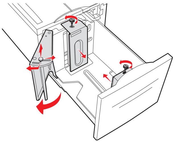 Technical diagram of a mechanical device with red directional arrows indicating motion or force (no text or symbols)