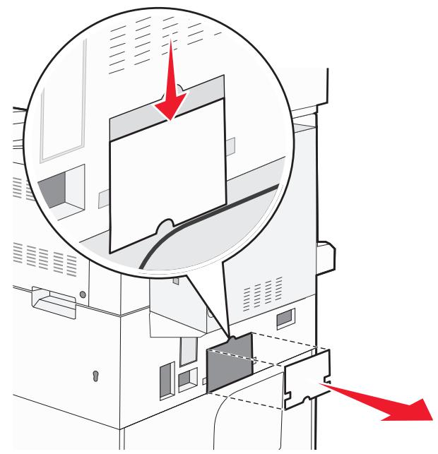 Diagram of a server rack with highlighted internal components and red arrows indicating movement or force (no text or symbols present)