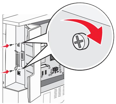 Diagram showing a device interior with labeled components and a magnified view highlighting a red arrow pointing to a circular component with a plus sign.