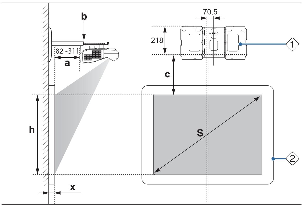 EPSON EB-1420WI - Cifar de dimensiones de instalación - 1