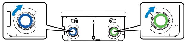 EPSON EB-1420WI - Tournez les cadrans d'ajustement de l'unité tactile pour déplacer les pointeurs (O) - 1