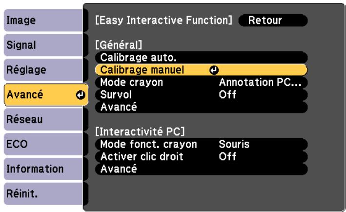 EPSON EB-1420WI - Sélectionnez Calibrage manuel - 1