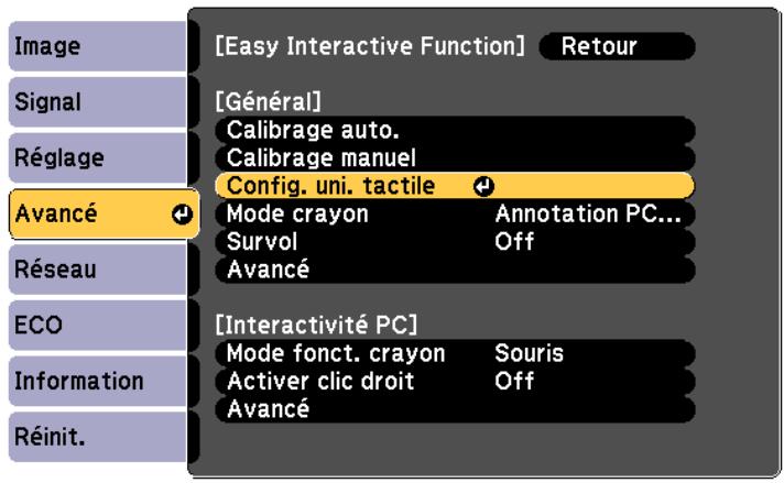 EPSON EB-1420WI - Sélectionnez Config. uni. tactile - 1