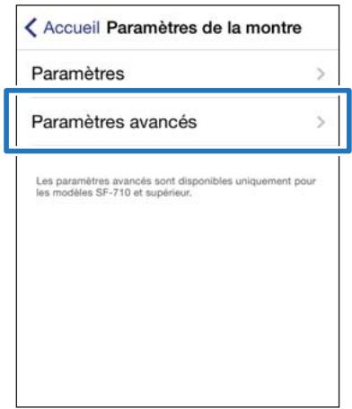 EPSON RUNSENSE SF-510 - Appuyez sur paramètres avancés. - 1