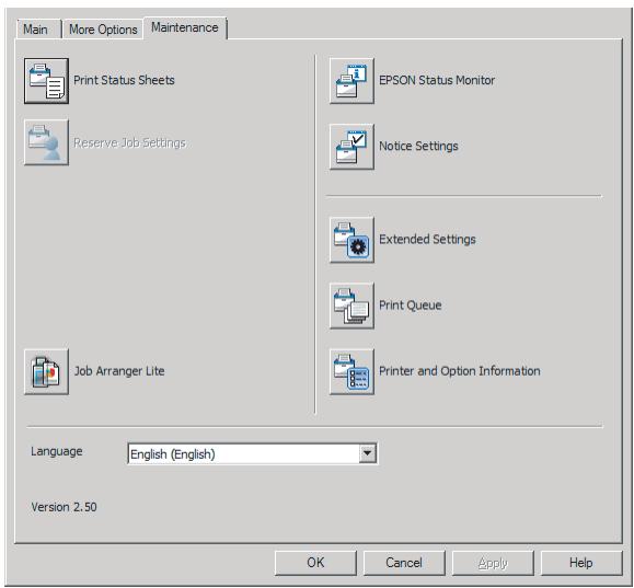 EPSON WORKFORCE AL-C300N - Configuration de l'écran Maintenance (Utilitaire) - 1