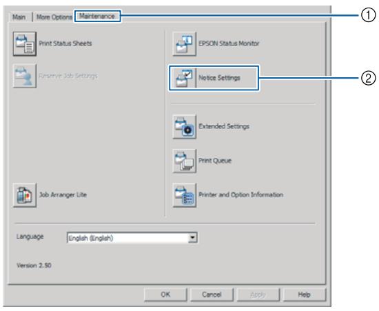 EPSON WORKFORCE AL-C300N - Notice Settings (Paramètres Avertissement) - 2