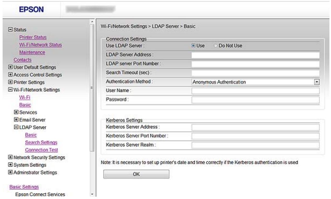 EPSON WORKFORCE PRO WF-8010 DW - Éléments de paramétrage du serveur LDAP - 1