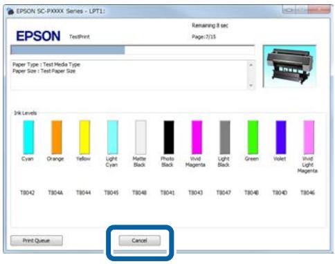 EPSON SC-PXXXX Series - LPT1 EPSON TestPrint Remaining 8 sec Page:7/15 Paper Type : Test Media Type Paper Size : Test Paper Size 1nk Levels Cyan Orange Yellow Light Cyan Mette Black Photo Black Vivid Magenta Light Black Green Violet Vivid Light Magenta T8042 T804A T8044 T8045 T8046 T8047 T8048 T8049 T804D T8046 Print Queue Cancel