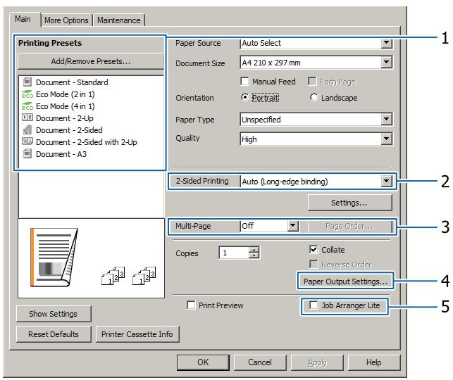 EPSON WORKFORCE AL-M8100DTN - Configuration de l'écran Main (Principal) - 1