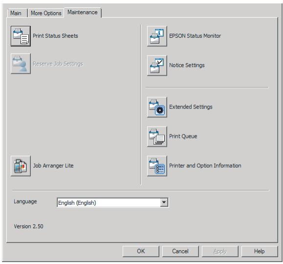 EPSON WORKFORCE AL-M8100DTN - Configuration de l'écran Maintenance (Utilitaire) - 1