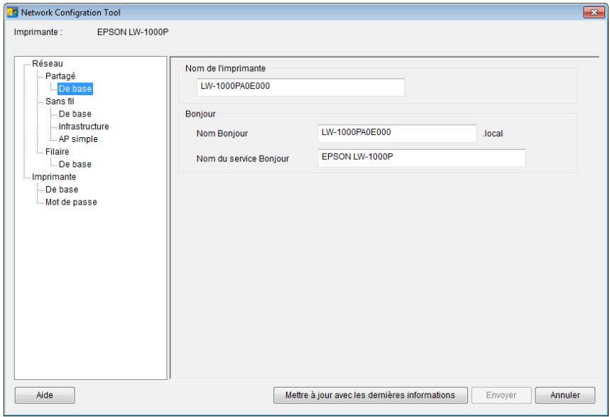 EPSON LABELWORKS LW-Z900 - Le menu de l'outil de configuration s'affiche. - 1