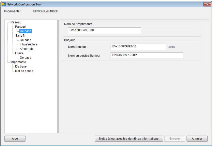 EPSON LABELWORKS LW-Z900 - Le menu de l'outil de configuration s'affiche. - 1