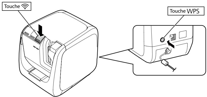EPSON LABELWORKS LW-Z900 - Maintenez la touche WPS, située à l'arrière de l'imprimante, et la touche , située à l'avant de l'imprimante, enfoncées lors de la mise sous tension de l'imprimante. - 1