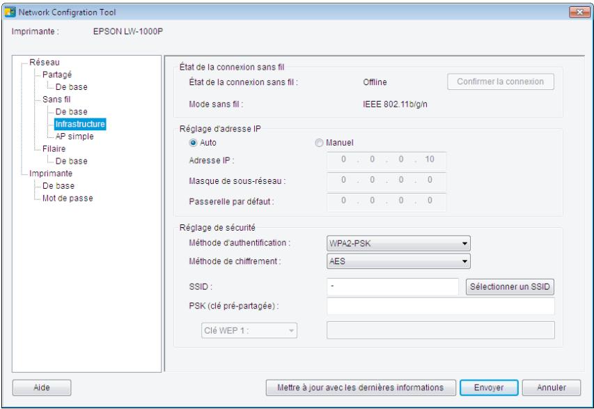 EPSON LABELWORKS LW-Z900 - Saisissez les paramètres réseau préalablement définis. - 1