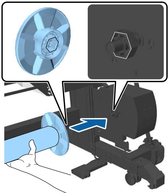 EPSON SURECOLOR SC-P10000 - Installé le mandrin avec la flasque fixée à l'unité du côté droit de l'imprimante. - 1