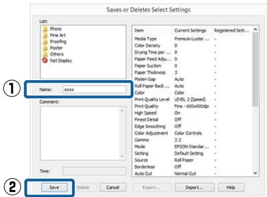 EPSON SURECOLOR SC-P10000 - Enregistrement de divers paramètres en tant que paramètres de selection - 2