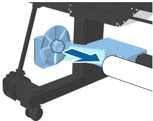 EPSON SURECOLOR SC-P10000 - Déplacez l'unité sur la gauche de l'imprimante et insérez la flasque dans l'extrémité du mandrin. - 1