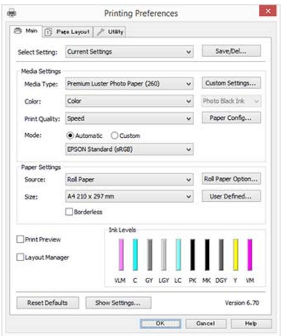 EPSON SURECOLOR SC-P10000 - Récapitulatif du pilote d'impression - 1