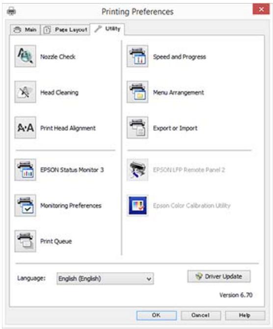 EPSON SURECOLOR SC-P10000 - Récapitulatif de l'onglet Utilitaire - 1