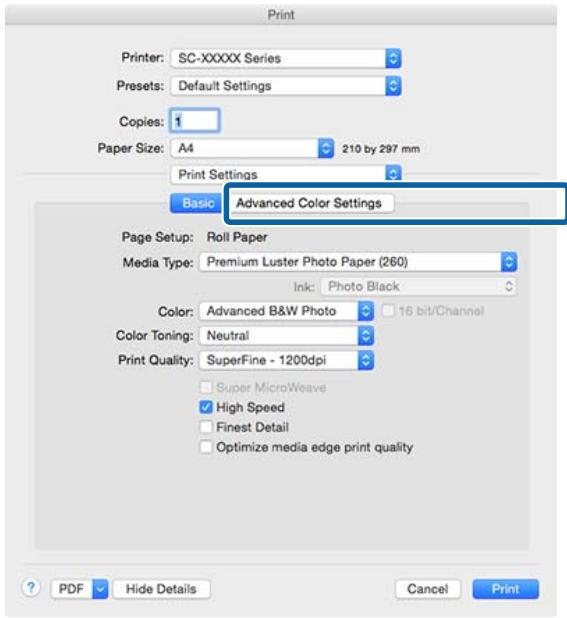 EPSON SURECOLOR SC-P10000 - Cliquez sur Advanced Color Settings (Paramètres couleur avances). - 1