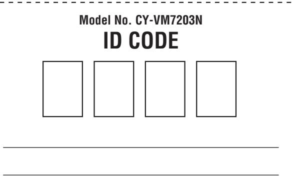 PANASONIC CY-VM7203N - Note du code d'identification - 1