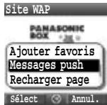 PANASONIC X400 - Options du navigateur (Messages push) - 2