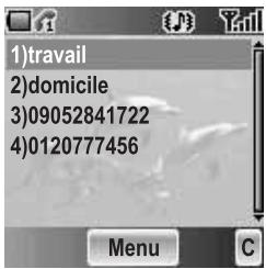 PANASONIC X500 - A partir du menu Contacts - 1