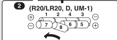 (R20/LR20, D, UM-1) + 1 2 4 3 - 7 8 6 5 + +