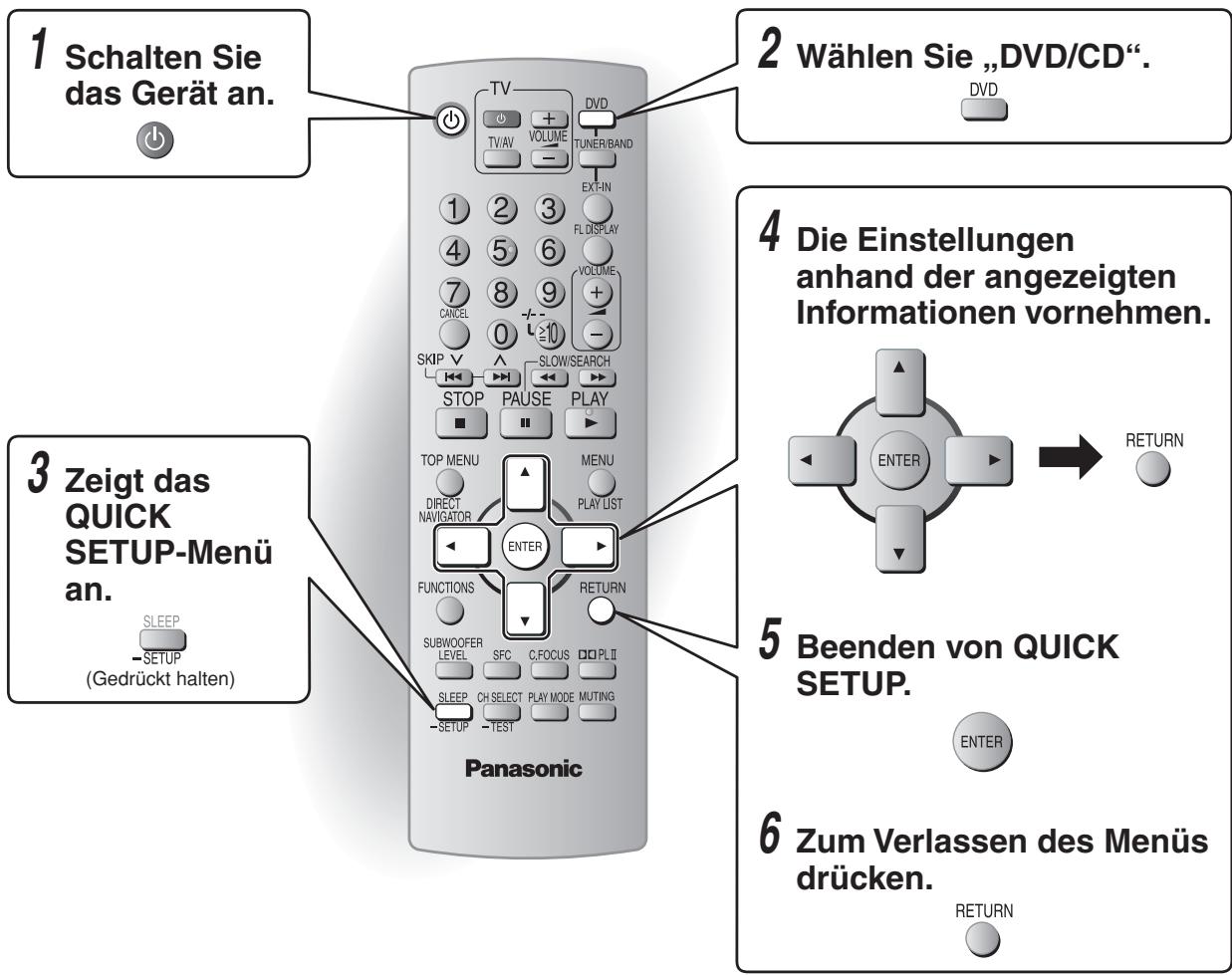 PANASONIC SC-HT340 - Durchführung von QUICK SETUP (Schnelle Einrichtung) - 1