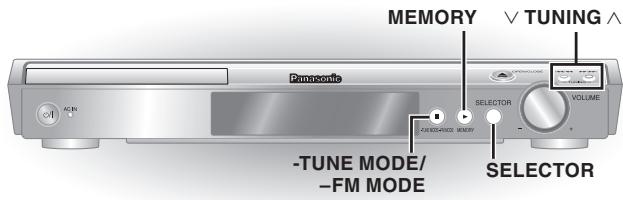 MEMORY √ TUNING ^ Panasonic SELECTOR VOLUME -1 ACEN FOR REFERENCE MEMORY -TUNE MODE/ -FM MODE SELECTOR