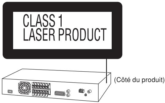 CLASS 1 LASER PRODUCT (Côté du produit)