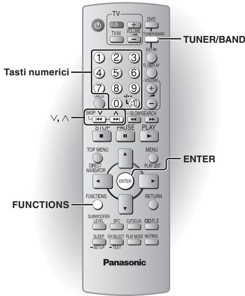 TUTER/BAND Tasti numerici V, ^ FUNCTIONS Panasonic