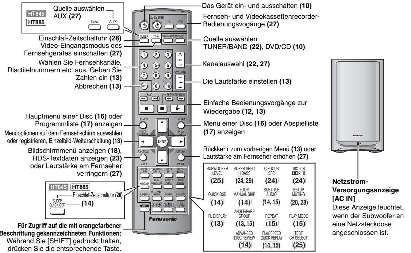 PANASONIC SC-HT535 - Die Nummern der Bezugskeiten sind in Klammern angegeben. - 1