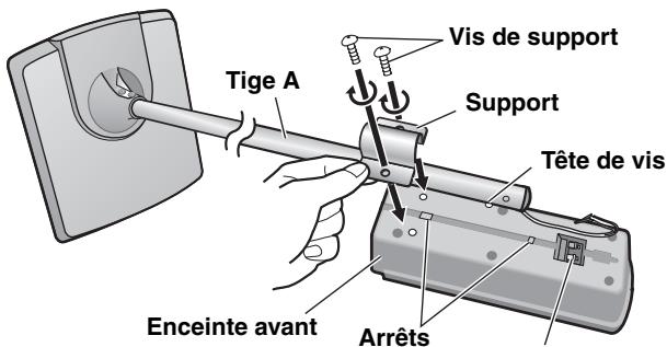 PANASONIC SC-HT535 - Insérez la tête de la vis entre les 2 arrêts de la rainure de l'enceinte. - 1