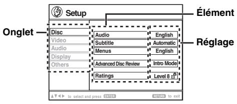 PANASONIC SC-HT540 - Les éléments affichés varient suivant le type de disque. - 2