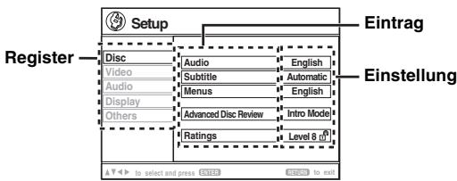 PANASONIC SC-HT540 - Other Settings (Weitere Einstellungen) Die angezeigten Einträge sind je nach Typ der Disc entsprechlich. - 2
