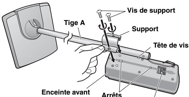PANASONIC SC-HT845 - Insérez la tête de la vis entre les 2 arrêts de la rainure de l'enceinte. - 1