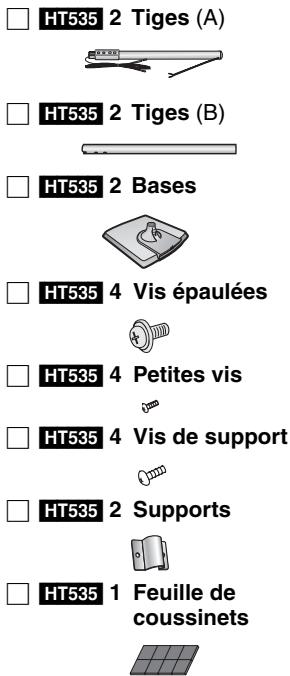 HT535 2 Tiges (A) HT535 2 Tiges (B) HT535 2 Bases HT535 4 Vis épaulées HT535 4 Petites vis HT535 4 Vis de support HT535 2 Supports HT535 1 Feuille de coussinets