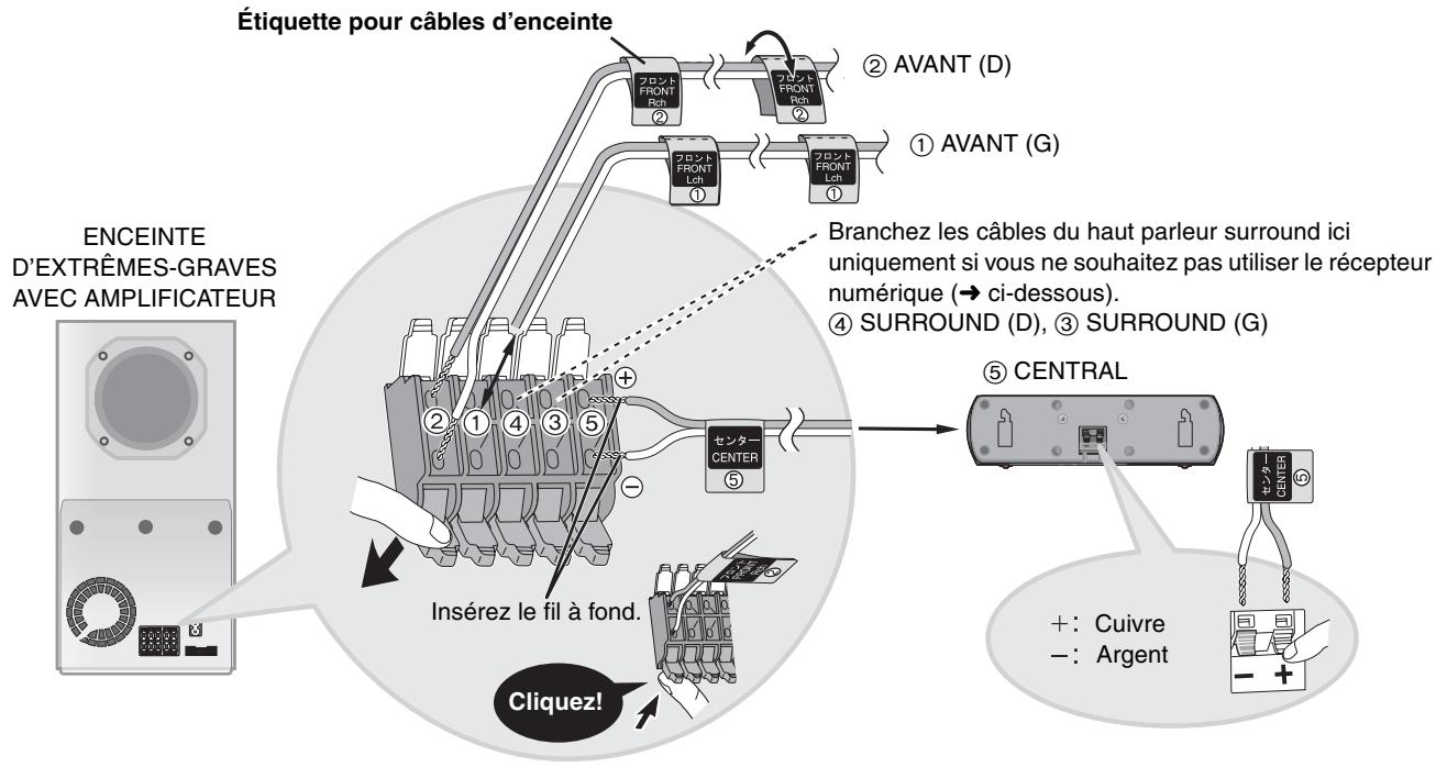 PANASONIC SC-HT885W - ÉTAPE 3 Raccordement des enceintes d'extrêmes-graves et au récepteur numérique - 4