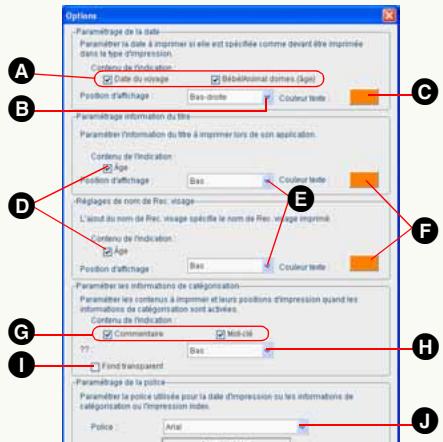 PANASONIC PHOTOFUNSTUDIO 3.0 HD EDITION - Des paramétrages supplémentaires de mise en page peuvent être effectuels après affichage de la fenêtre [Options]. - 1