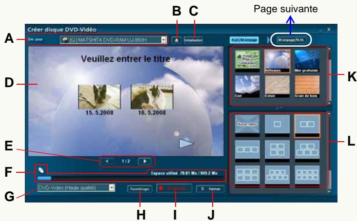 PANASONIC PHOTOFUNSTUDIO 3.0 HD EDITION - Détails de la fenêtre de création du menu principal - 1